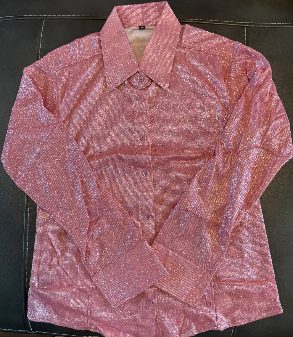 Chemise de spectacle SLWG rose pailletée
