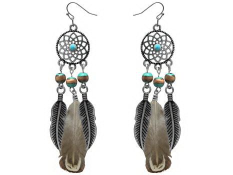 Dream Catcher Earrings w/Feathers