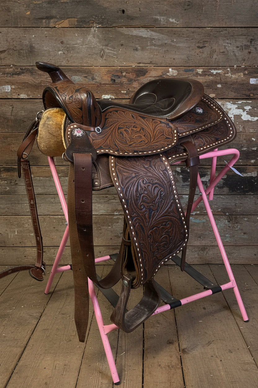 14" Western Rawhide Pleasure Saddle w/Headstall & Breastcollar
