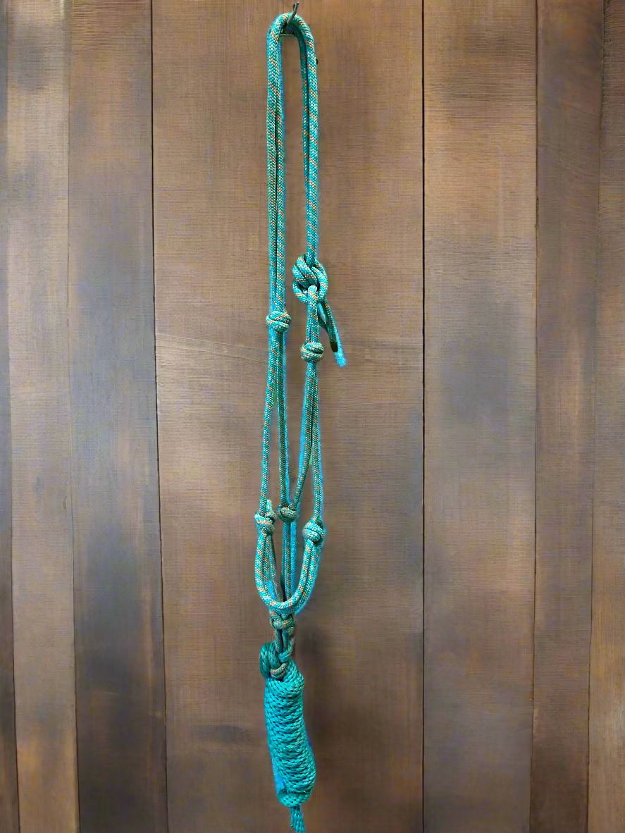 Turquoise/Orange Rope Halter w/Lead