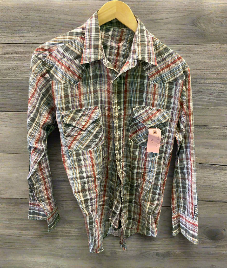 Red & Grey Plaid Western Shirt