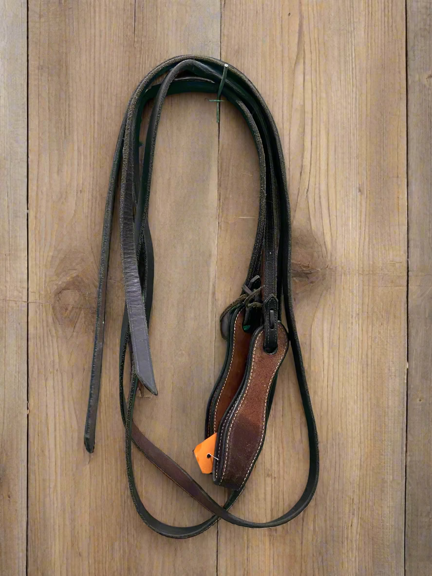 Leather Split Reins w/Slobber Strap