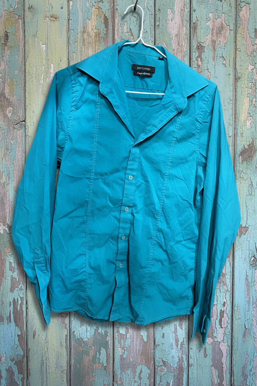 Teal Western Shirt- Small