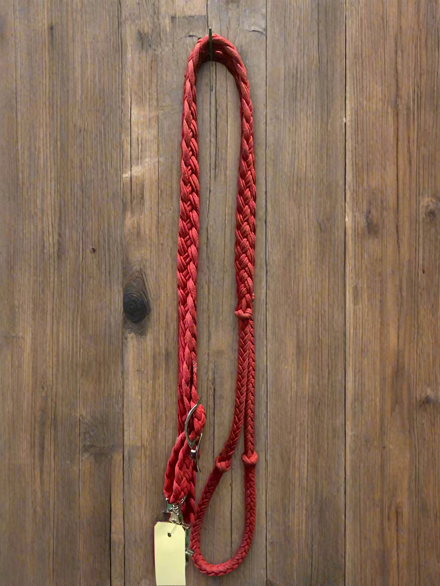 Red Nylon Contest Reins w/Grip Knots