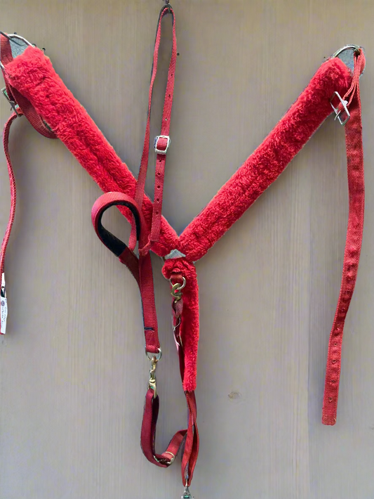 Red Fleece Pony Breastcollar & Tie Down