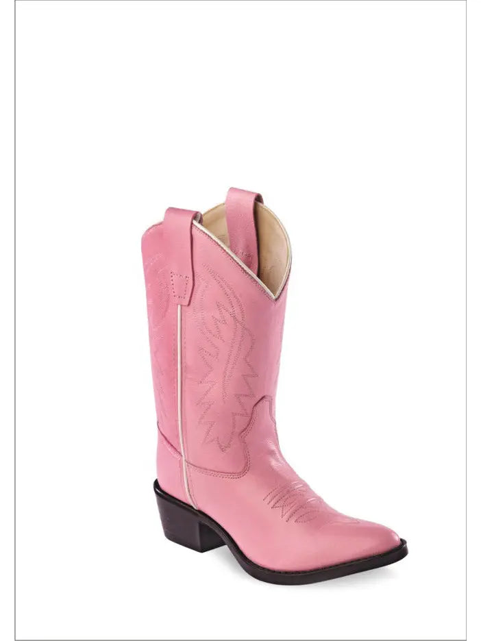 Old West Children's Pink Narrow J Toe Boot