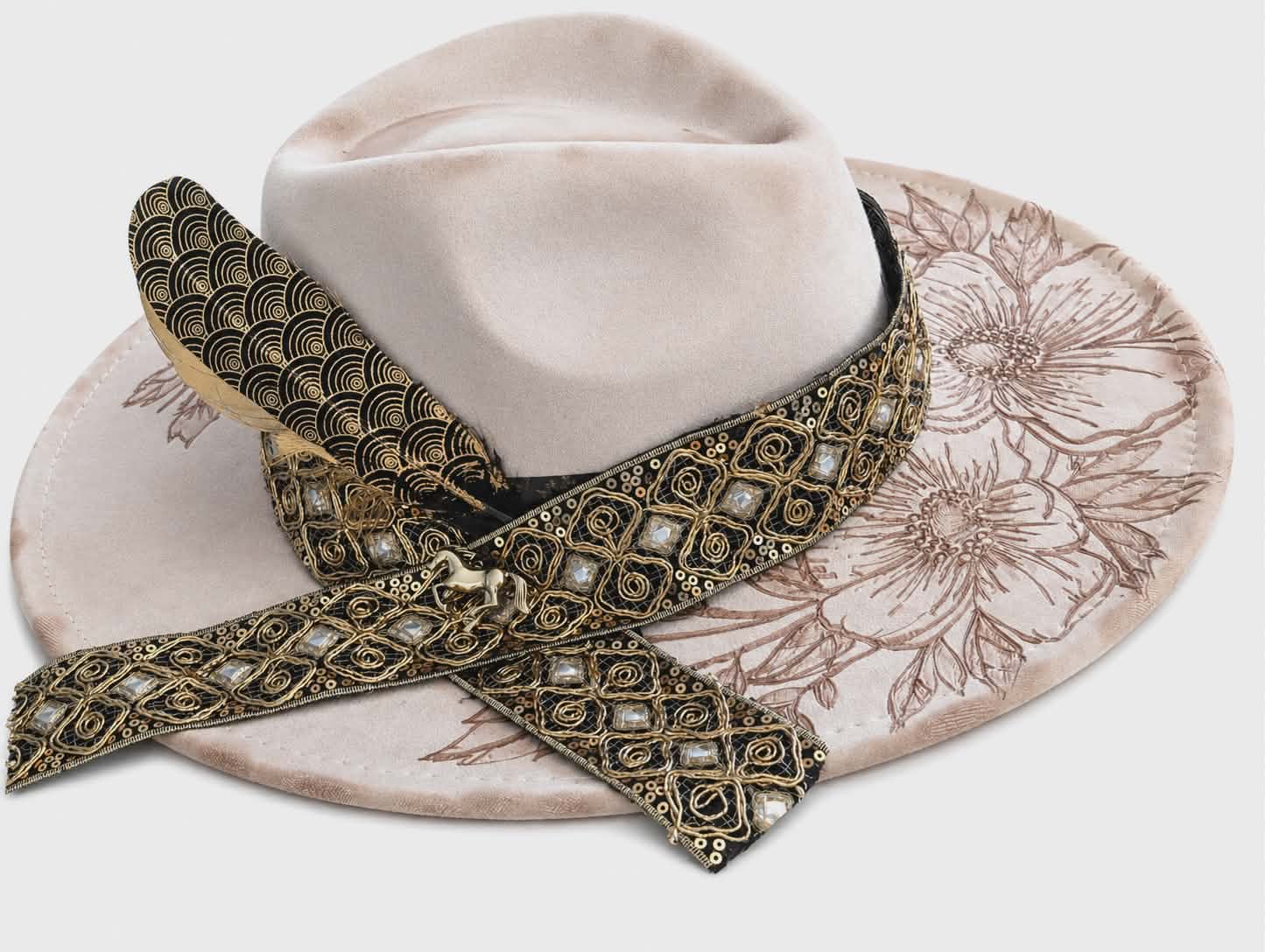 Hand Burned Floral Hat