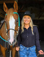 Cowgirl Tuff Black Fleece Stretch Pullover-Medium