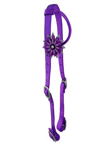 Nylon One Ear Headstall w/Flower Accent