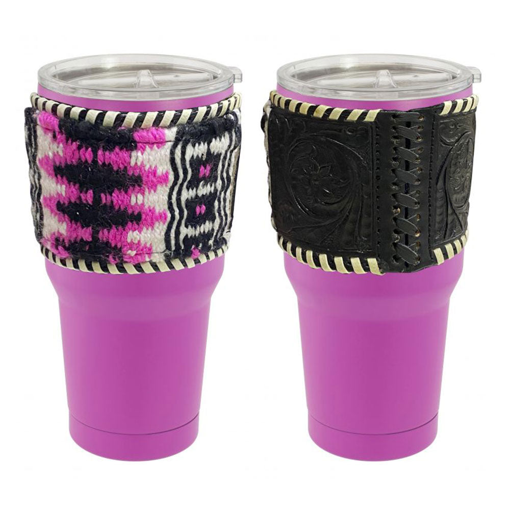 30oz Insulated Tumblers with Removable Cow Leather Sleeve