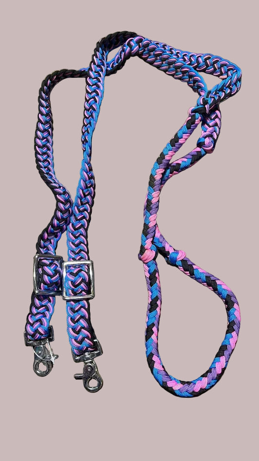 Nylon Braided Barrel Reins w/Snaps