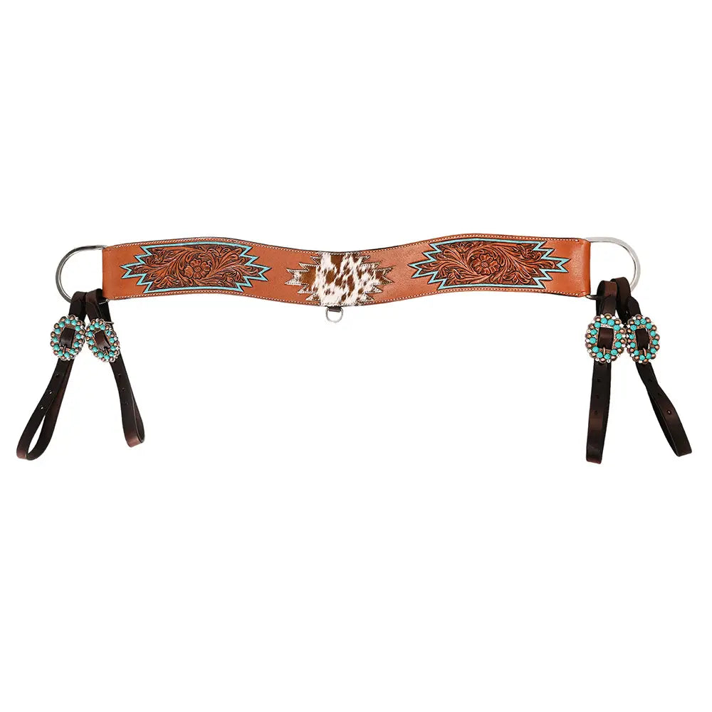 Turquoise and Cowhide Tripping Collar