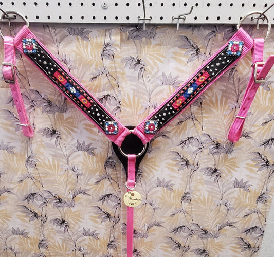 Pink Beaded Showman Breastcollar