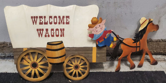 "Welcome Wagon" Metal Sign