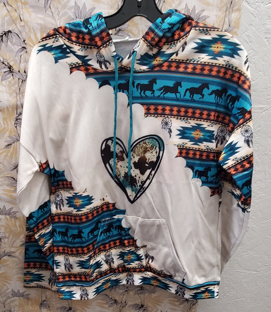 Cowprint Heart Hoodie