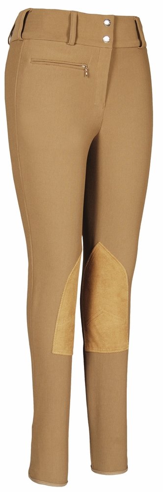 Tuffrider Ladies Ribb Lowrise Wide Waistband Knee Patch Breech