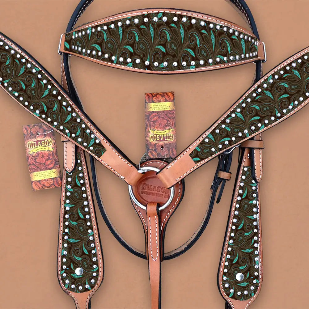 Ensemble filigrane olive et turquoise