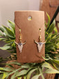 Boucles d'oreilles tête de taureau - Couronne de bijoux bleu clair