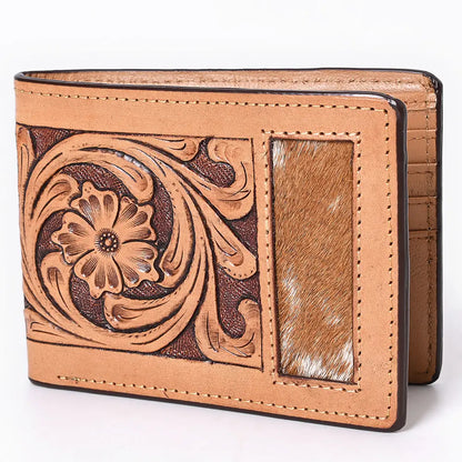 Floral Hand Carved BiFold Wallet