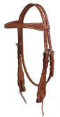 Argentina Cow Leather Headstall w/Floral Accents