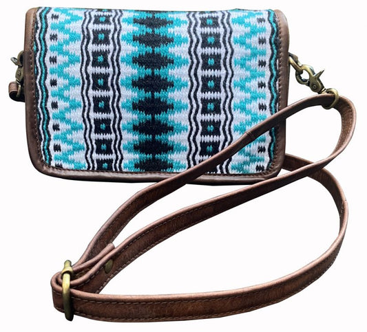 Wool Saddle Blanket Leather Crossbody Bag