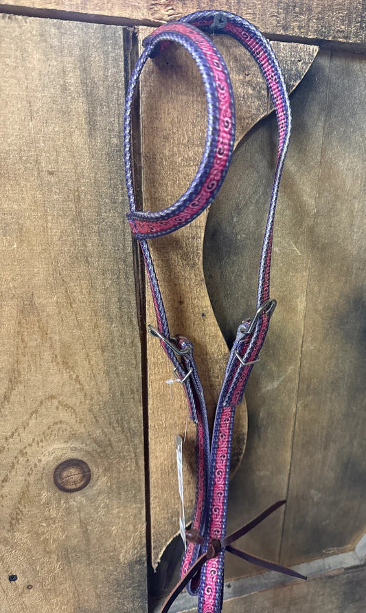 Purple/Pink Filigree Nylon One Ear Headstall
