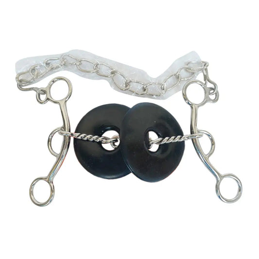 Mors à tige en fil torsadé avec os de chien et protections pour les mors