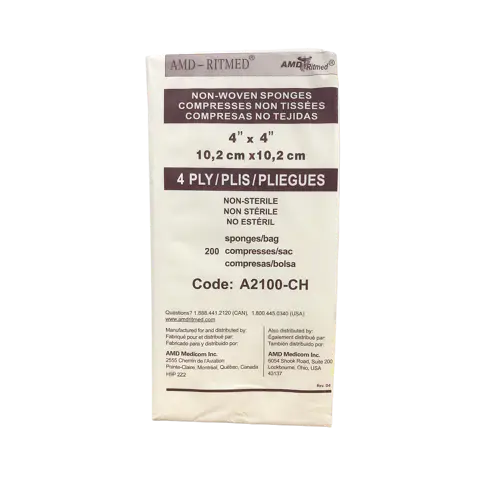 Gauze- 4"x4" Squares- pkg of 200