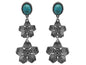 Silver Tone Textured Flower Dangle Post Earrings