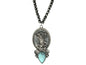Grey Beaded Necklace w/Cow Skull Charm