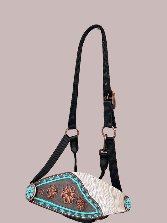 Iridescent and Turquoise Buckstitch Bronc Halter