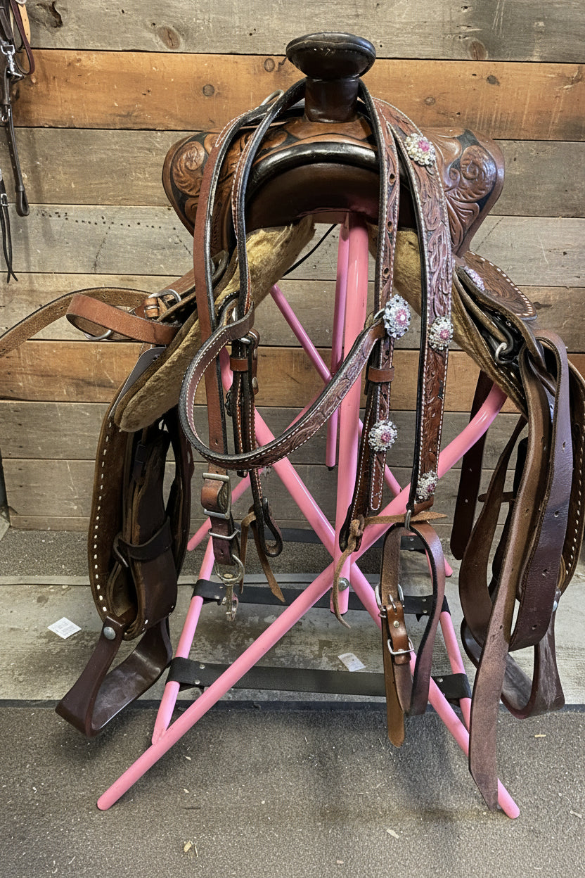 14" Western Rawhide Pleasure Saddle w/Headstall & Breastcollar