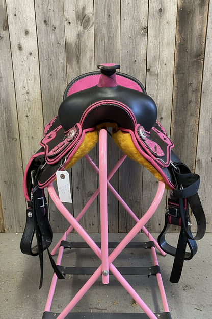 12" Pink & Black Pony Saddle