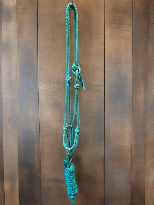 Turquoise/Orange Rope Halter w/Lead