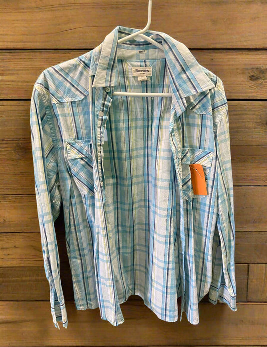 Light Blue Plaid Western Shirt