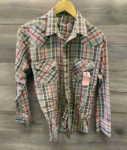 Red & Grey Plaid Western Shirt