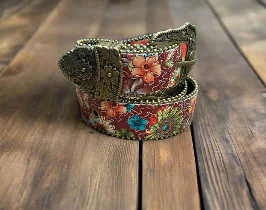Flower Jewel Ladies Belt
