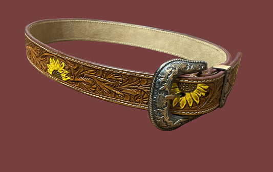 Ceinture en cuir tournesol