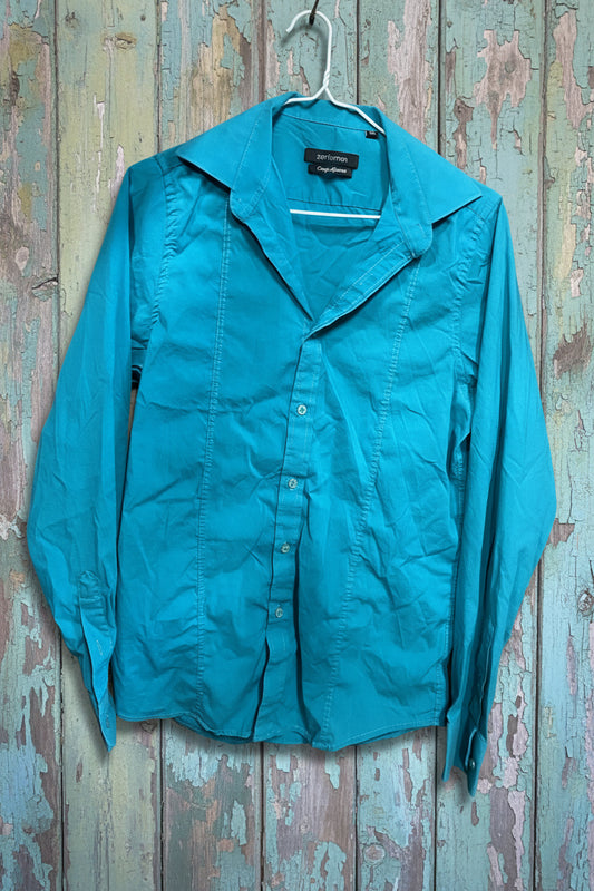 Teal Western Shirt- Small