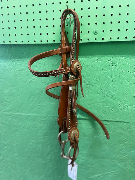 Silver Dot Headstall w/Snaffle Bit