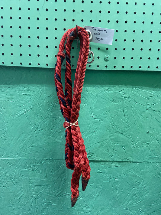 Red/Blue Nylon Braided Contest Reins