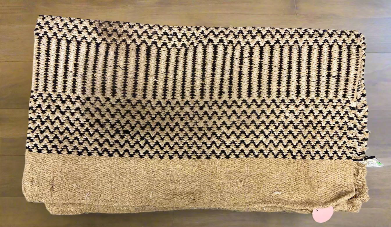 Cream/Black Handloomed Wool Saddle Blanket