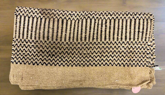 Cream/Black Handloomed Wool Saddle Blanket
