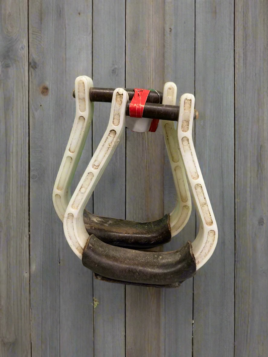 Plastic Stirrups with Leather Wrap Tread