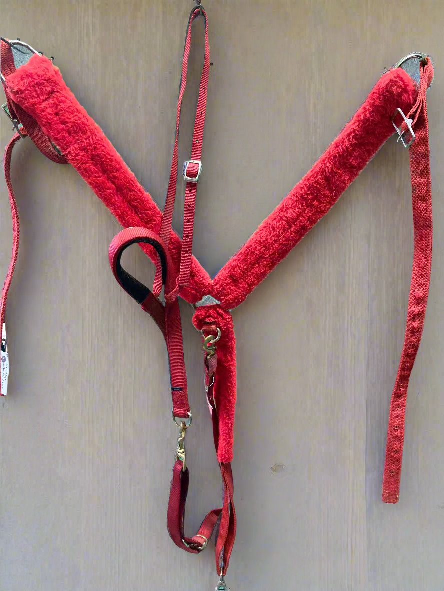 Red Fleece Pony Breastcollar & Tie Down
