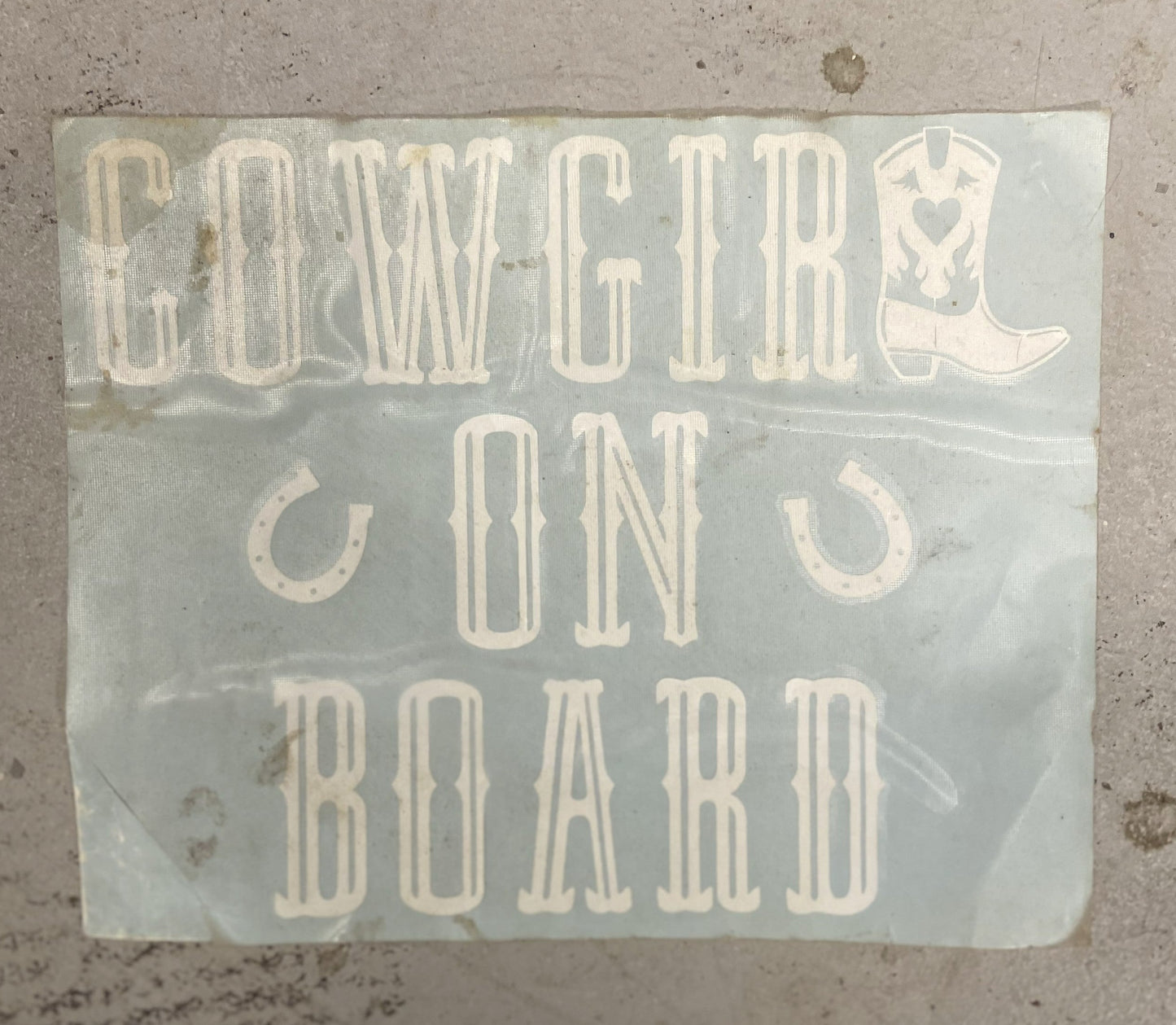 "Cowgirl On Board" Window Sticker