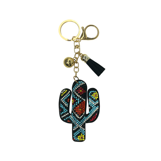 Bling Rhinestone Aztec Cactus Keychain