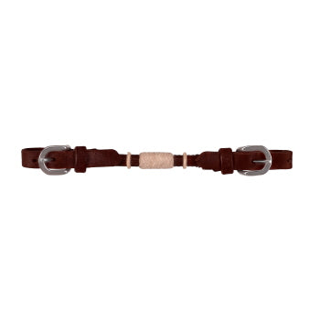 Bracelet gourmette en cuir roulé avec empiècements en cuir brut