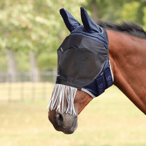 FlyGuard Pro Deluxe Fly Mask with Ears & Nose Fringe