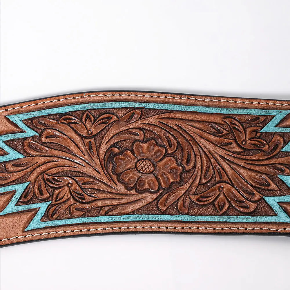 Turquoise and Cowhide Tripping Collar